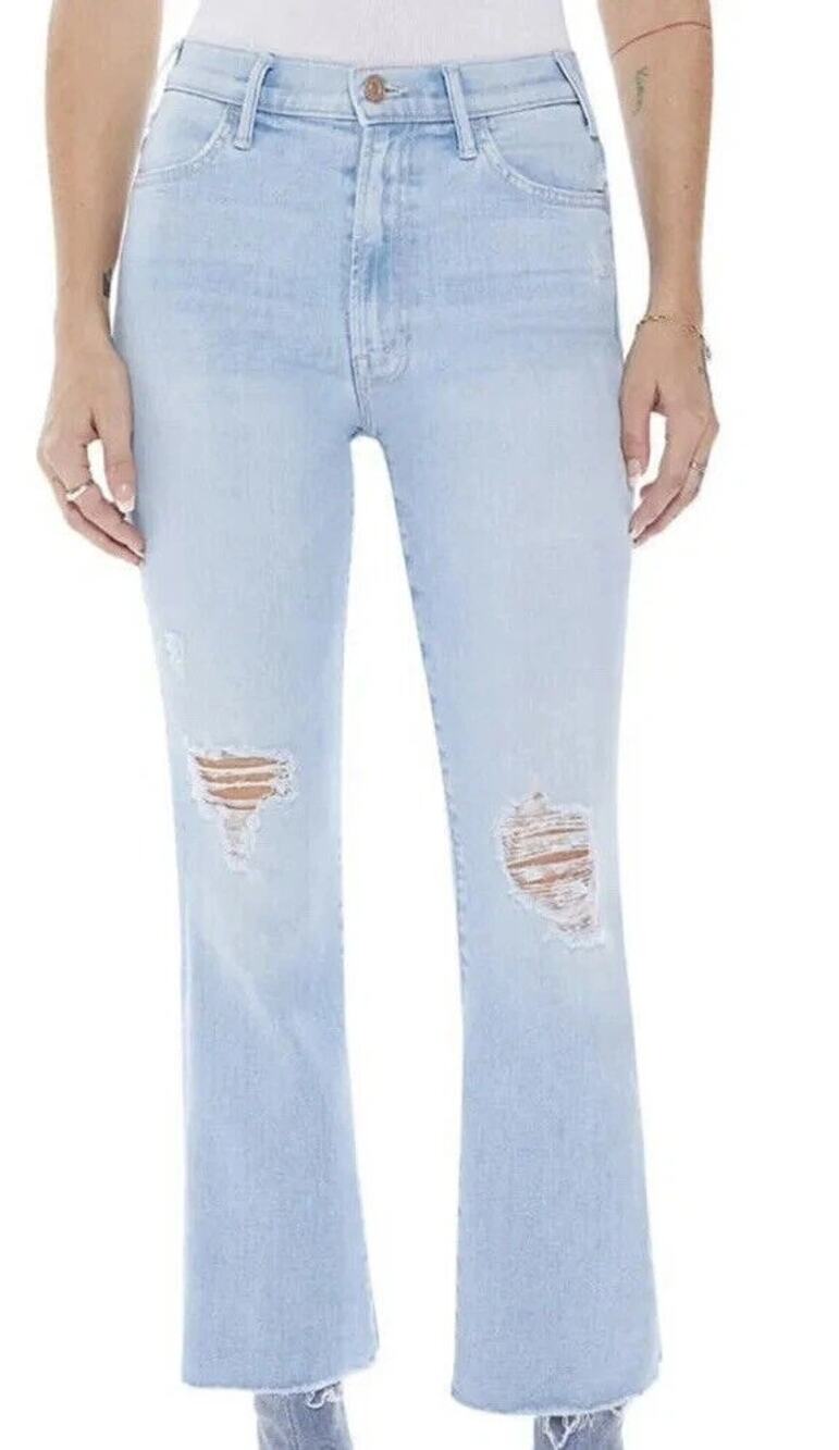 Mother The Hustler Ankle Fray Denim Flare Jeans Not So Chill Pill Size 25